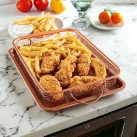 Copper Crisper Tray Frying Baking Pan Non Stick Chips Masket Crisping Baking Dish Grill Mesh Kitchen Tools