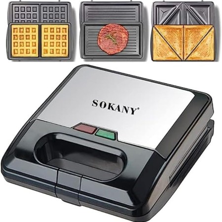 Sokany 3 In 1 Waffle, Grill And Sandwich Maker 750W - KJ-303