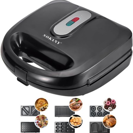 Sokany 6 IN 1 SANDWICH MAKER (toast, Waffle, Donut and Bubble)