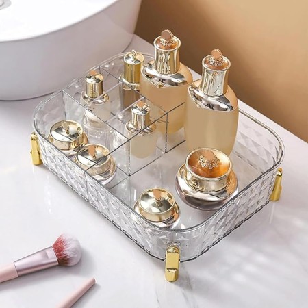 Storage Tray Pure Color Acrylic Makeup Storage Box 6-Compartment Perfume Organizer