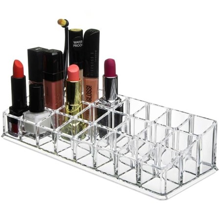 Acrylic Lipstick Organizer/Makeup Holder And Cosmetics Storage Display With 24 Compartments